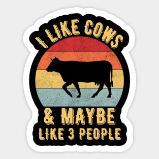 I like cows and maybe like 3 people Sticker